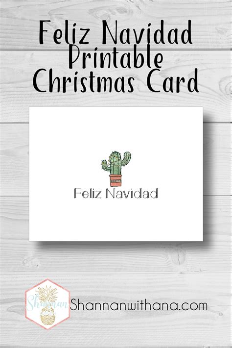 Spanish Christmas Card Printable Feliz Navidad Shannan With An A