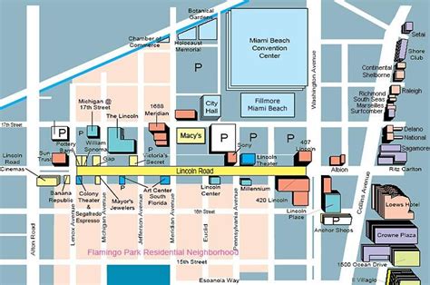 Lincoln Road Map Shopping And Hotels Lincoln Road Miami Beach