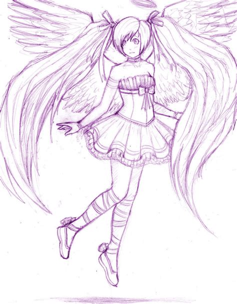 Anime Angel Drawing Pencil Sketch Colorful Realistic Art Images
