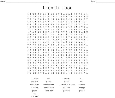 French Food Word Search Puzzle