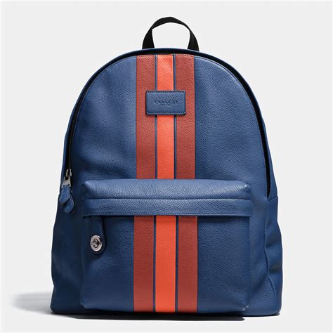 Coach Campus Backpack In Pebble Leather With Varsity Stripe Leather