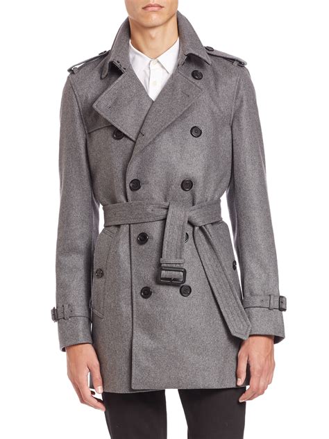 Lyst Burberry Kensington Grey Cashmere Trench Coat In Gray For Men