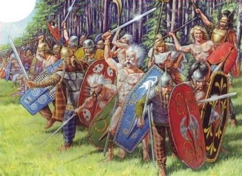 Celtic Warriors In An Impressive Artwork Note The Two Naked Gaesati Gaesatae Warriors In The