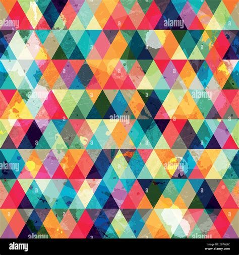 Grunge Colored Triangle Seamless Pattern Stock Vector Image And Art Alamy