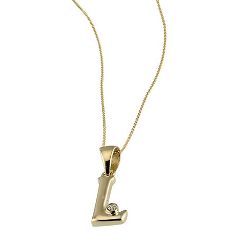 9ct Gold Cubic Zirconia Set Letter L Pendant With 16 Chain Hsamuel