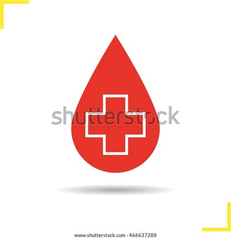 Blood Drop Cross Icon Drop Shadow Stock Vector Royalty Free 466637288