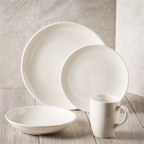 Warm White 4 Piece Dinnerware Set For 1 Turgla Home