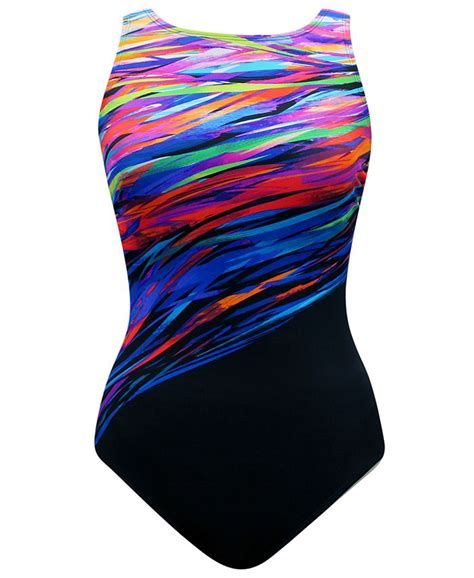 Reebok Northern Light Show Printed Tummy Control One Piece Swimsuit