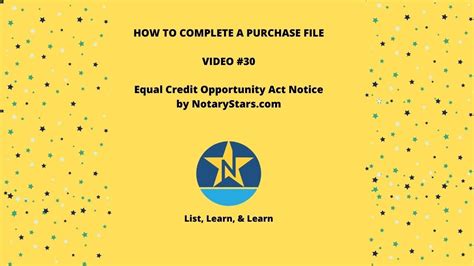 30 Equal Credit Opportunity Act Notice Youtube