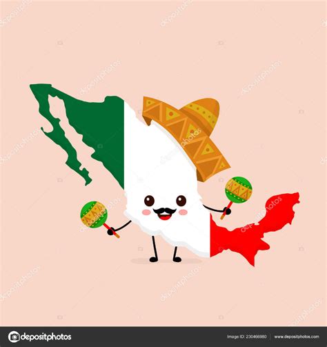 Mapa Feliz Sonriendo Divertido Lindo México — Vector De Mapa De