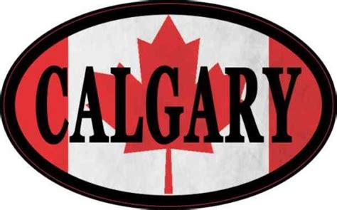 4in X 25in Oval Canadian Flag Calgary Sticker
