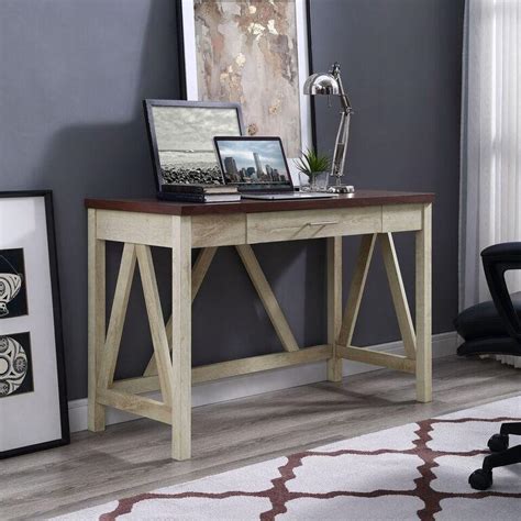 46 Natural Wood Farmhouse Style Office Desk