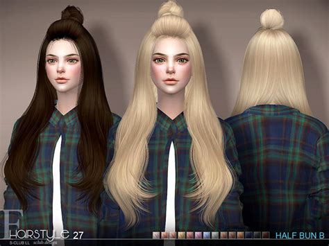 The Sims Resource Sclub Ts4 Hair Half Bun N27b