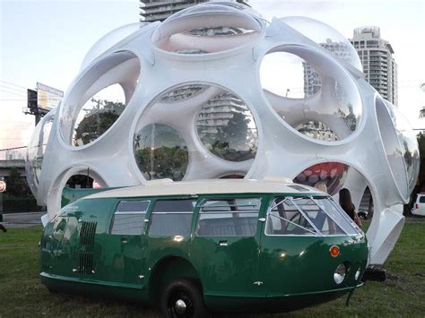 The Dymaxion Car 4 In Front Of The Flys Eye Dome Both Inventions Of