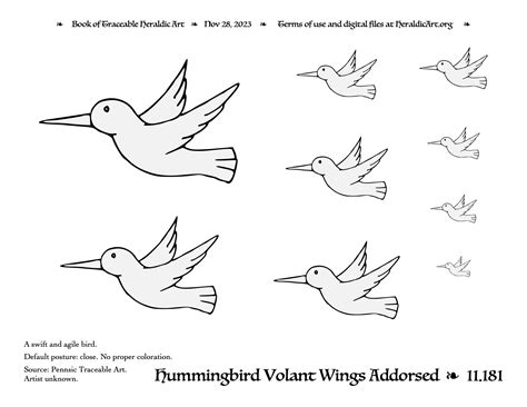 Hummingbird Traceable Heraldic Art