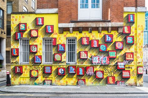 Most notably his alphabet street which adorn the shutters on middlesex street and his now iconic scary in shoreditch. Art and about in Spitalfields, London | WT Journal