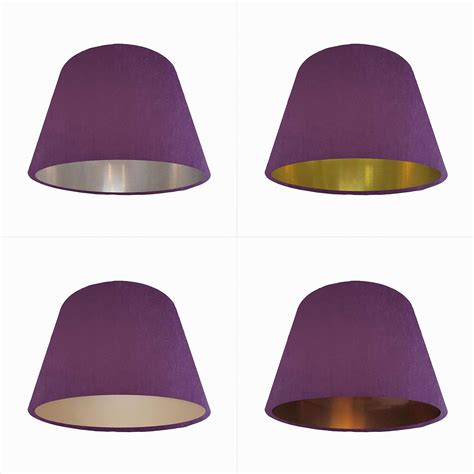 Empire Purple Velvet Lampshade Choice Of Metallic Lining Uk Handmade