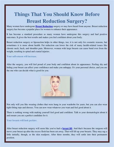 Ppt Things That You Should Know Before Breast Reduction Surgery