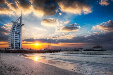 Burj Al Arab Sunset From Jumeirah Beach Dubai Hdr Photography Burj