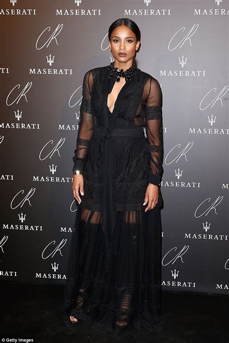 Ciara In Sheer Black Gown As She Continues To Wow At Paris Fashion Week Daily Mail Online