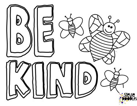 6 Free Be Kind Printable Coloring Pages — Stevie Doodles Bee Coloring