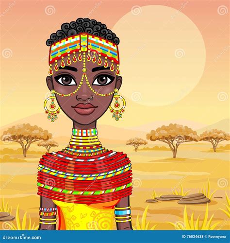 Portrait Of A Beautiful African Girl In Ancient Clothes Stock Vector Illustration Of Clothes