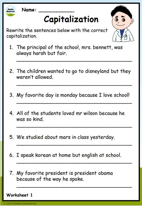 Grade 4 Capitalization Worksheets Free Printables Worksheets