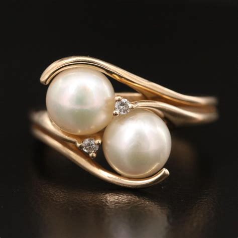 Pearl And Diamond Ring 14k Gold Ring Gold Rings Fashion Accessories