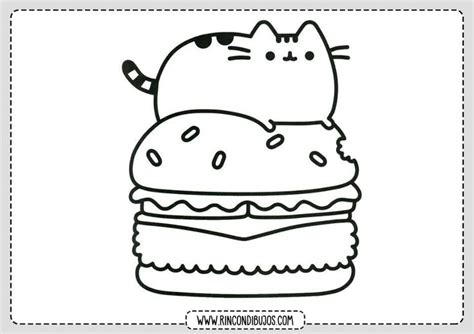 Kawaii Dibujos Gato Hamburguesa Colorear - Rincon Dibujos | Dibujos