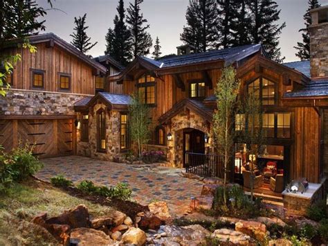 Natural elements such as exposed beams, stone fireplace, hardwood. Luxury Homes, Estates & Properties | Log homes, Log cabin ...