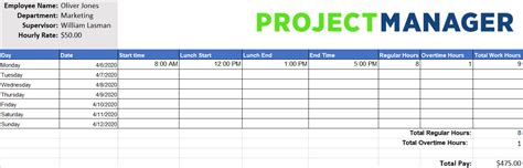 Timesheet Time Tracking Template