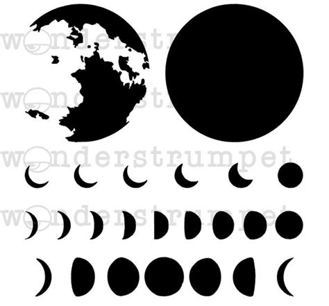 Full Moon And Phases Stencil Etsy