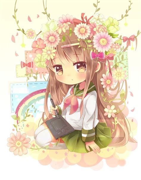 A Flower Girls Garden Kawaii Chibi Cute Chibi Anime Chibi Kawaii