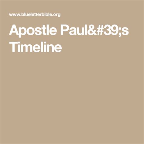 Apostle Pauls Timeline Timeline Paul Apostles