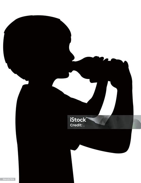 A Boy Drinking Water Silhouette Vector Stock Illustration Download