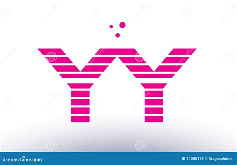 Yy Y Pink Purple Line Stripe Alphabet Letter Logo Vector Template Stock