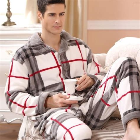 New Winter Pajamas Men Thick Fleece Pajama Sets Luxury Warm Sleepwear