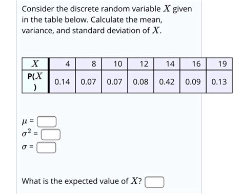 solved consider the discrete random variable x given in the