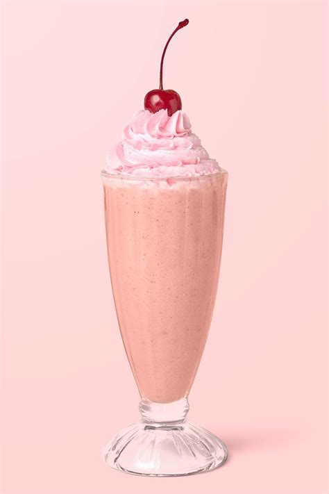 Download Premium Psd Of Strawberry Milkshake With A Maraschino Cherry