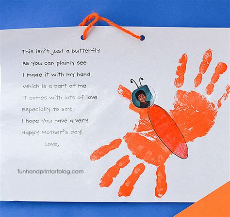 Mothers Day Handprint Butterfly Poem Keepsake Fun Handprint Art