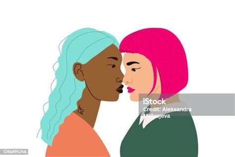 illustration banner with two girls in love stock illustration download image now kissing