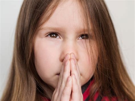 Free Photo Close Up View Of Cute Little Girl Praying