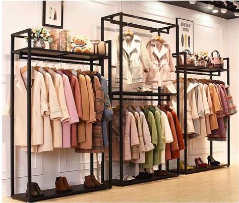 Clothing Store Display Rack Floor Type Mens And Womens Clothing Shelf