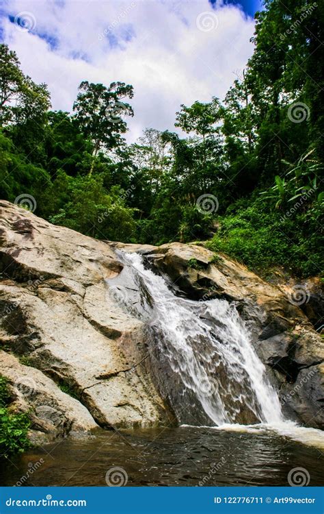 Waterfall And Stones Large Beauty Nature In North Thailand Stock Image