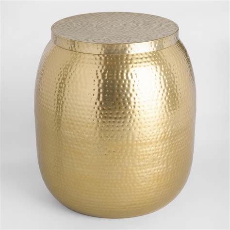 Gold Hammered Metal Drum Cala Accent Table By World Market In 2020