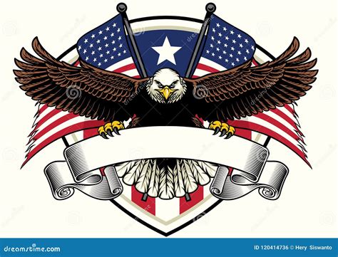 Bald Eagle Design Holding The Blank Ribbon With Usa Flags Stock Vector