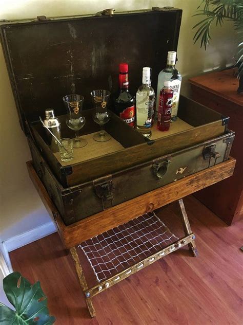Trunk Bar Vintage Military Footlocker Trunk Table Storage Trunk
