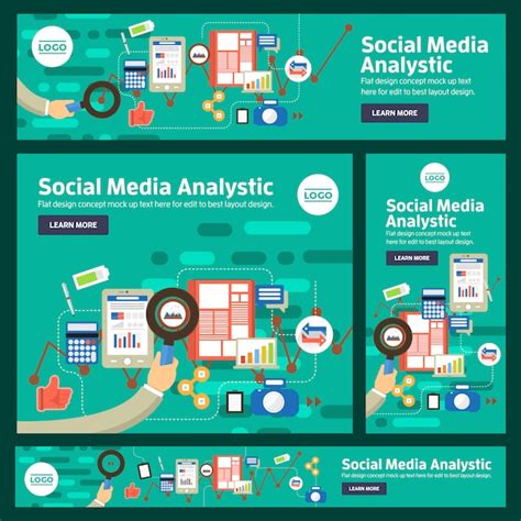 Banner set vector digital de negocios | Vector Premium