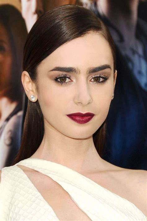 Lilly Collins Oxblood Lipstick Hair Beauty Lily Collins