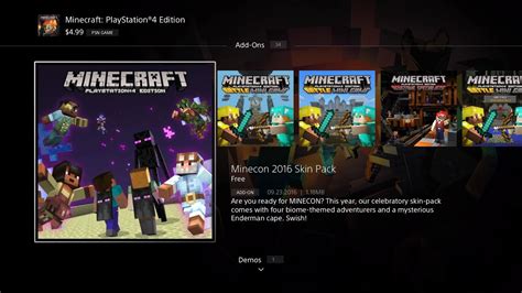 Minecraft Ps4xbox One Minecon 2016 Skin Pack Youtube